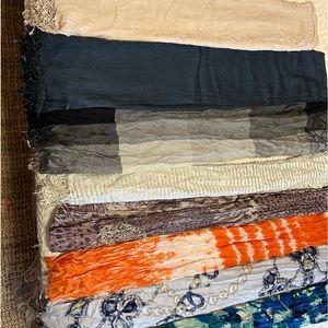 Lot of 28 scarfs/wraps.  3 With matching gloves.